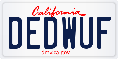 CA license plate DEDWUF