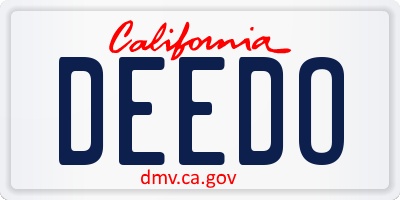 CA license plate DEEDO