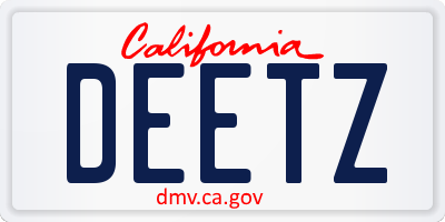 CA license plate DEETZ