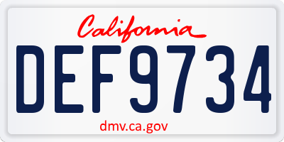 CA license plate DEF9734