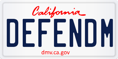 CA license plate DEFENDM