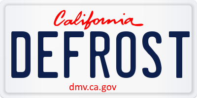 CA license plate DEFROST