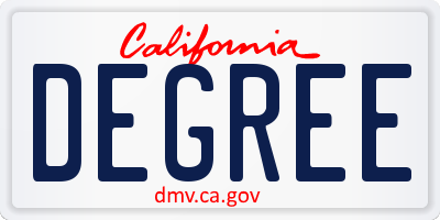 CA license plate DEGREE