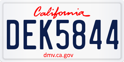 CA license plate DEK5844