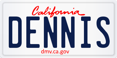 CA license plate DENNIS