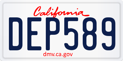 CA license plate DEP589