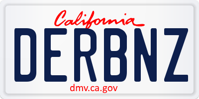 CA license plate DERBNZ