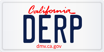 CA license plate DERP