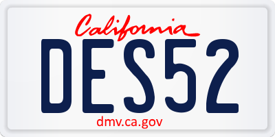 CA license plate DES52