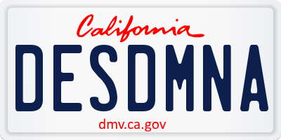 CA license plate DESDMNA