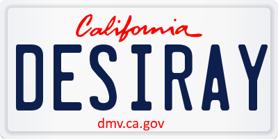 CA license plate DESIRAY