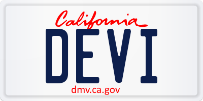 CA license plate DEVI