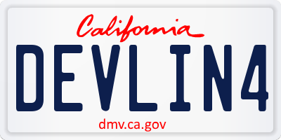 CA license plate DEVLIN4