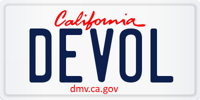CA license plate DEVOL