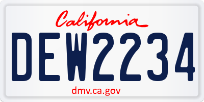 CA license plate DEW2234