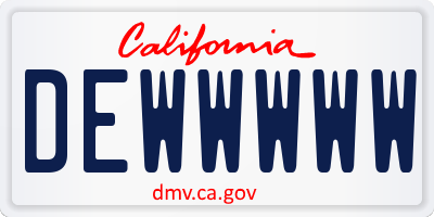 CA license plate DEWWWWW