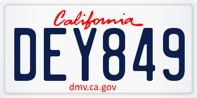 CA license plate DEY849