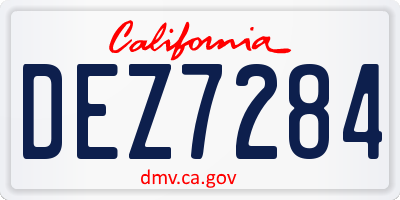 CA license plate DEZ7284