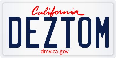 CA license plate DEZTOM