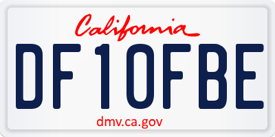 CA license plate DF10FBE