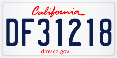 CA license plate DF31218