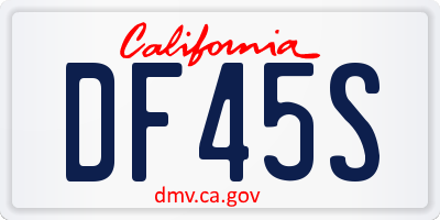 CA license plate DF45S