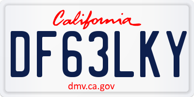 CA license plate DF63LKY