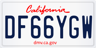 CA license plate DF66YGW