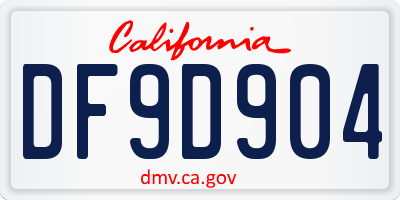 CA license plate DF9D904