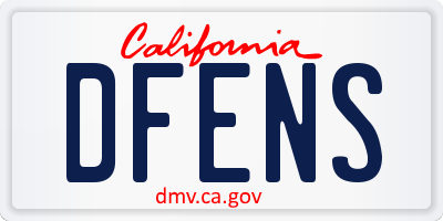 CA license plate DFENS