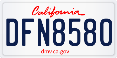 CA license plate DFN8580