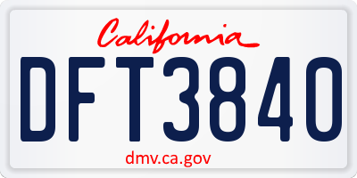 CA license plate DFT3840