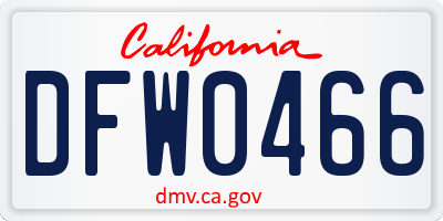 CA license plate DFW0466