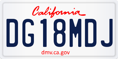 CA license plate DG18MDJ