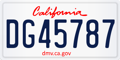 CA license plate DG45787