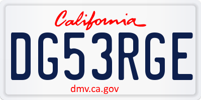 CA license plate DG53RGE