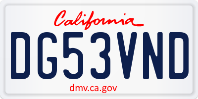 CA license plate DG53VND