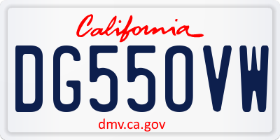 CA license plate DG55OVW