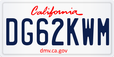 CA license plate DG62KWM