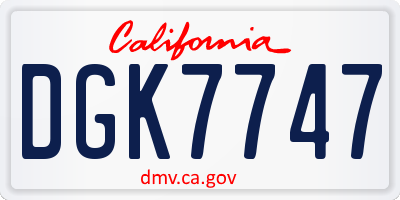 CA license plate DGK7747