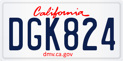 CA license plate DGK824