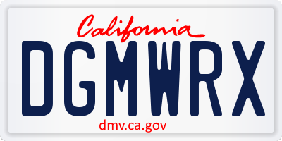 CA license plate DGMWRX