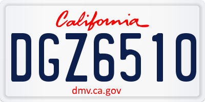 CA license plate DGZ6510