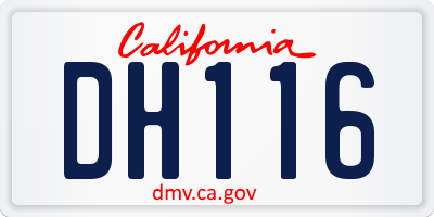 CA license plate DH116