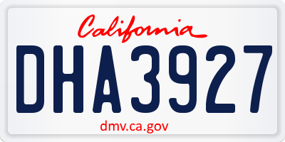 CA license plate DHA3927