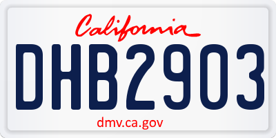 CA license plate DHB2903