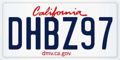 CA license plate DHBZ97