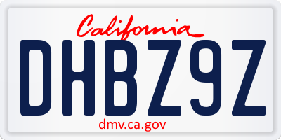 CA license plate DHBZ9Z