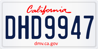 CA license plate DHD9947