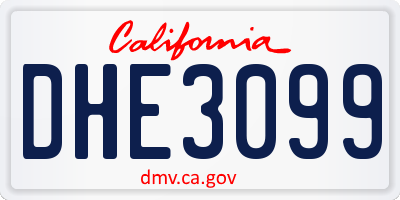 CA license plate DHE3099